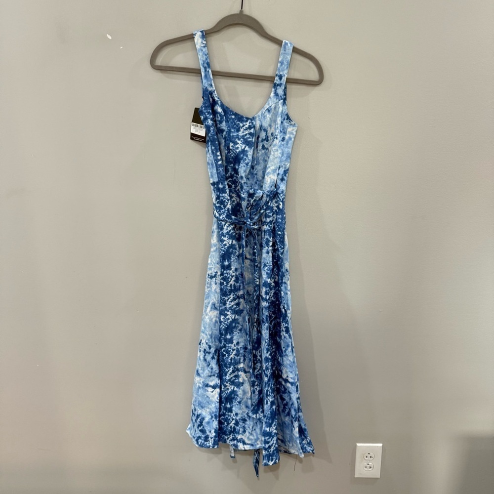 NWT Reformation Dress Garten Midi Wrap in Shibori Blue - Picture 10 of 14